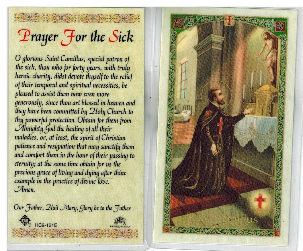 Laminated Prayer Card of St. Camillus for Sick.