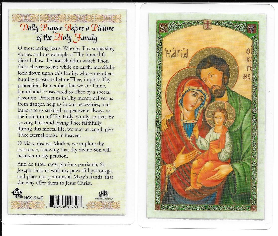 Laminated Prayer Card “Daily Prayer Before a Picture of the Holy Family