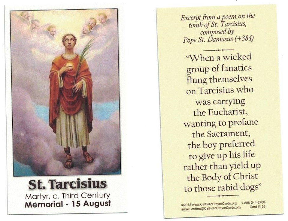 Saint Tarcisius Prayer Card