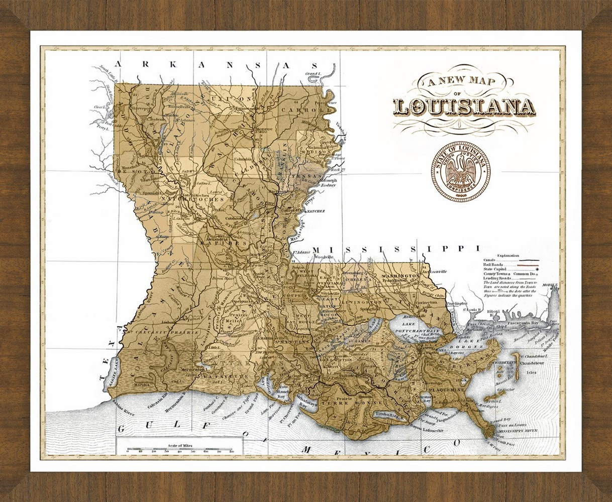 Old Map of Louisiana A Great Framed Map That s Ready to Hang
