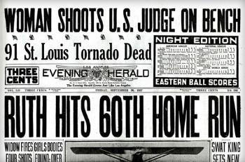 Image result for babe ruth # 60 newspaper images