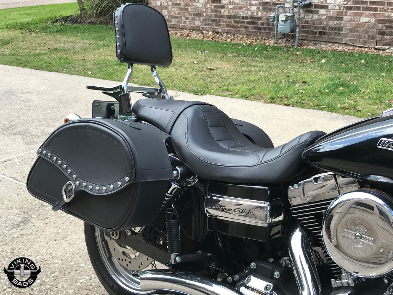 Harley Dyna Super Glide FXD Armor Shock Cutout Studded Leather ...