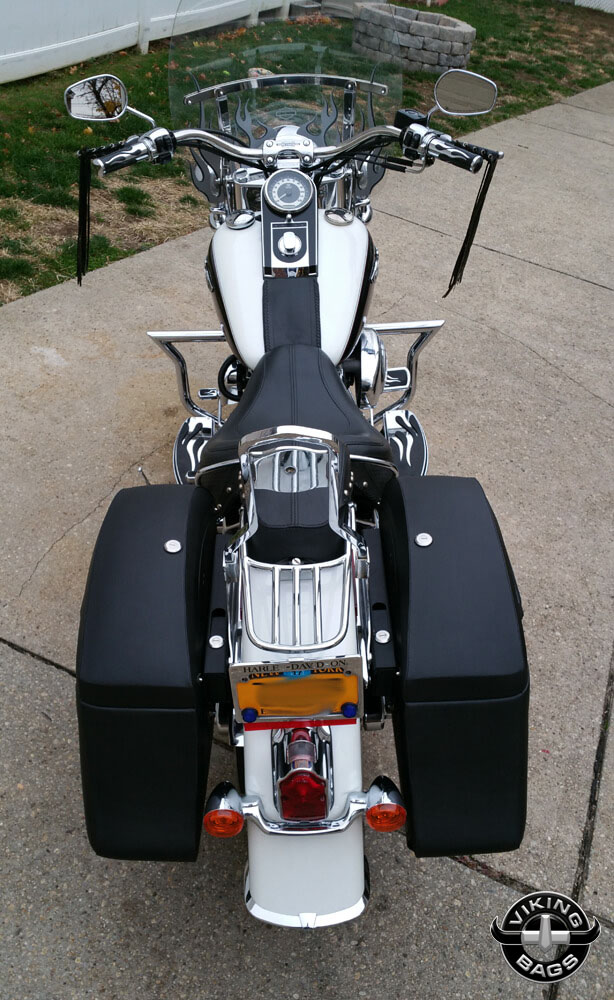 Harley Softail Deluxe Viking Lamellar Slanted Leather Motorcycle Hard ...