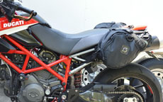 Katie's Ducati Hypermotard w/ Viking Dirtman Enduro Saddlebags