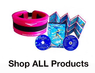 pink water float belt with watergym water aerobics workout dvd