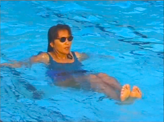Doing Sit Up Crunches during WaterGym Water Aerobics Doing Sit Up Crunches during WaterGym Water Aerobics