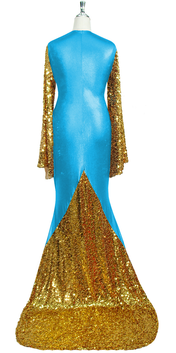 Long Dress | Oversized Sleeves | Metallic Gold Sequin Spangles Fabric ...
