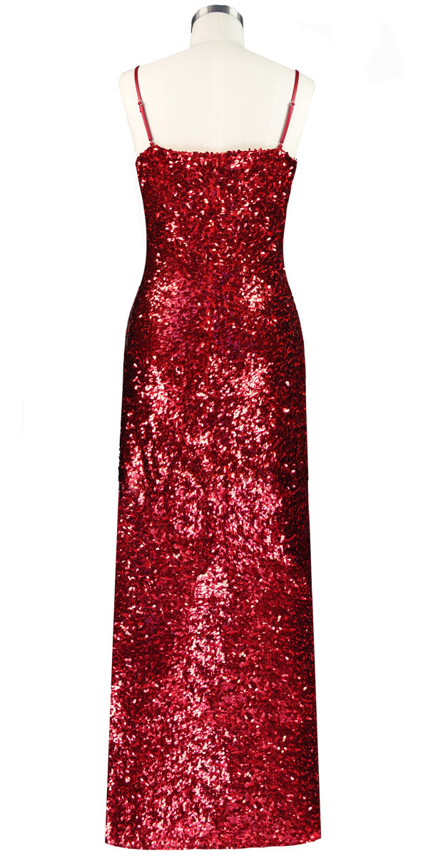 Long Dress | One-color | Metallic Red Sequin Spangles Fabric | Straight ...