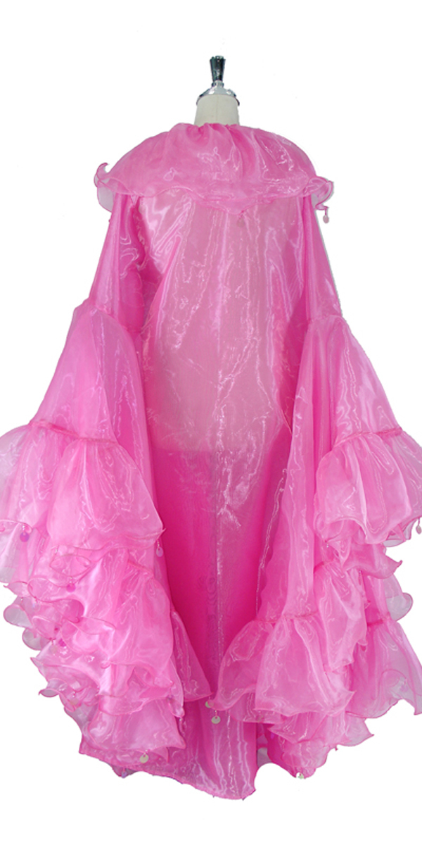 Long Ruffle Coat | Pink Organza | Oversized Sleeves | Highlight Sequins ...