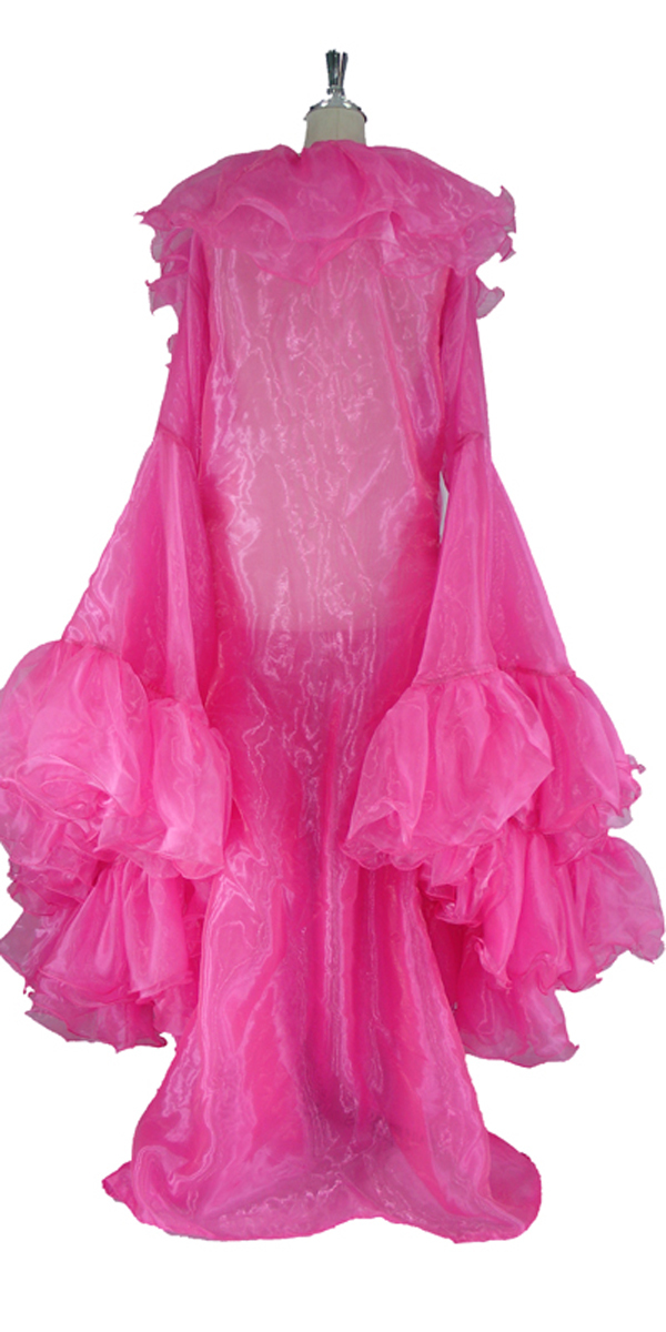 Long Ruffle Coat | Bright Pink Organza | Oversized Sleeves | Highlight ...