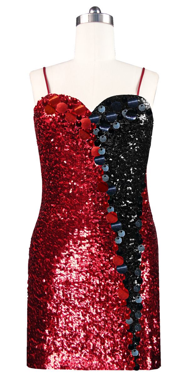 Short Dress | Patterned | Highlight Paillettes | Red and Black Sequin ...