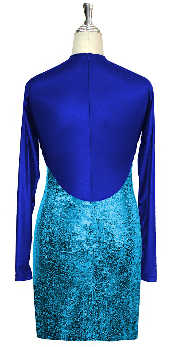 Short Dress | Pattern | Sleeves | Stretch Blue | Turquoise Sequin ...