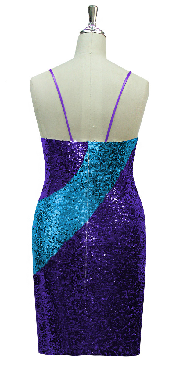 Short Dress | Patterned | Classic Cut | Purple and Turquoise| Sequin ...