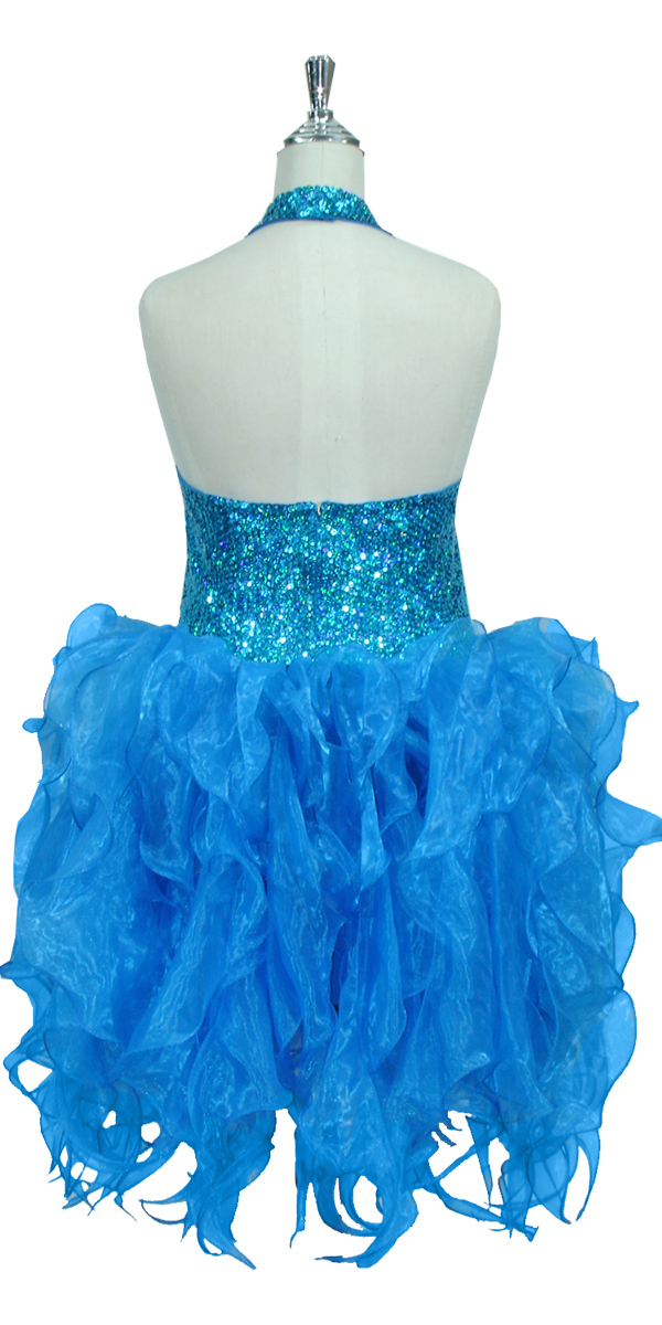 Short Dress | 8mm Round Sequin Spangles | Hologram Turquoise | Organza ...