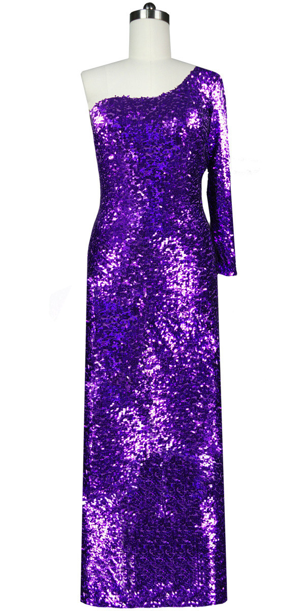 Long Dress | One-color | Metallic Purple Sequin Spangles Fabric | One ...
