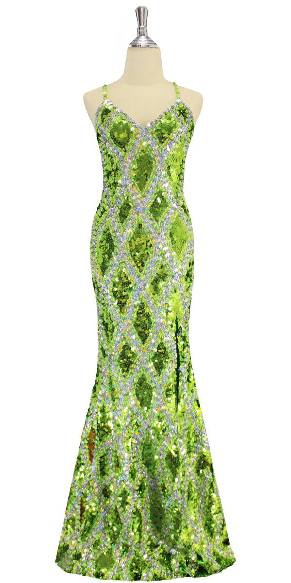 Long Dress | Handmade Pattern | 10mm Flat Sequin Spangles | Green ...