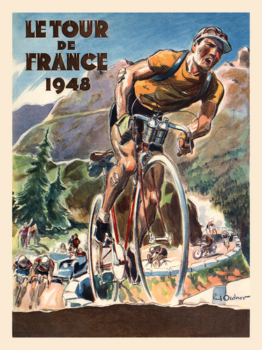 La Tour De France 1948 Vintage French Bicycle Poster by Paul Ordner