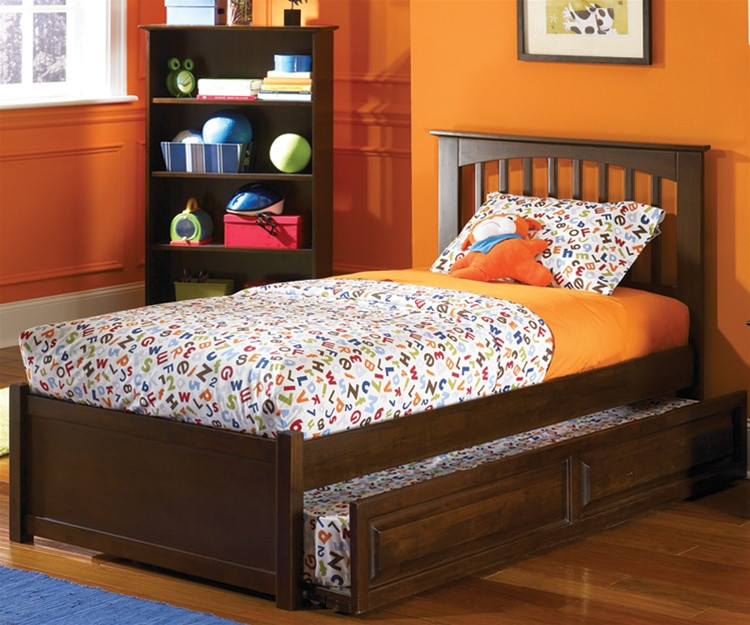 Atlantic Furniture Brooklyn Model Full Size Trundle Beds Kids Brooklyn Full Size Trundle Bed Antique Walnut | Atlantic Furniture | ATLBRK-TRF-AW - Atlantic Furniture Brooklyn Model Full Size Trundle Beds Kids