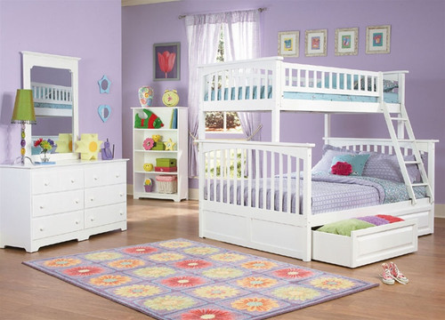 Atlantic Furniture Columbia Model Twin Full White Bunk Bed Kids Columbia Twin Over Full Bunk Bed White Atlantic Furniture Atlcol Tf Wh