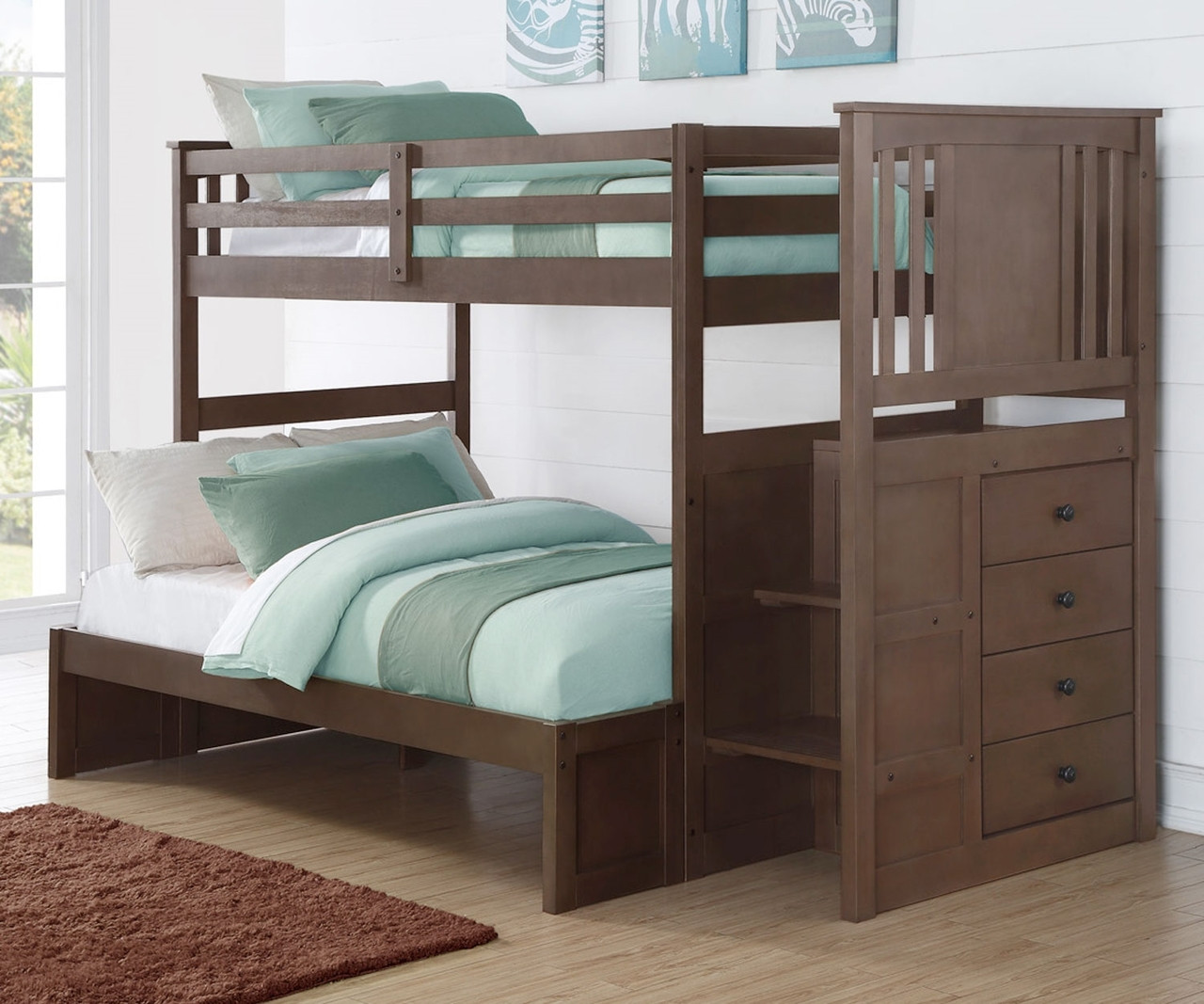 Donco Trading Princeton Twin Over Full Stairway Bunk Bed 2204sg Princeton Twin Over Full Stairway Bunk Bed Donco Trading Dt2204sg 2200esg