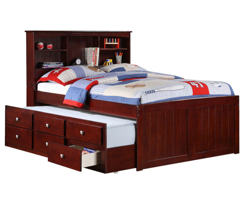 Discovery World Furniture Merlot Full Size Bookcase Captain Bed Manhattan Full Size Bookcase Captains Trundle Bed Cuccino Donco Trading Dt250fcp