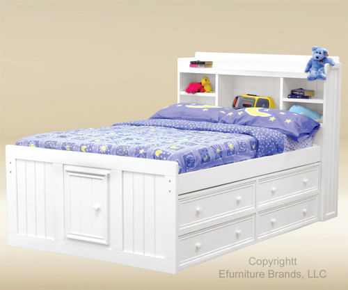 Full Size Captains Bed with Storage Drawers  White Storage Bed  Jay Furniture
