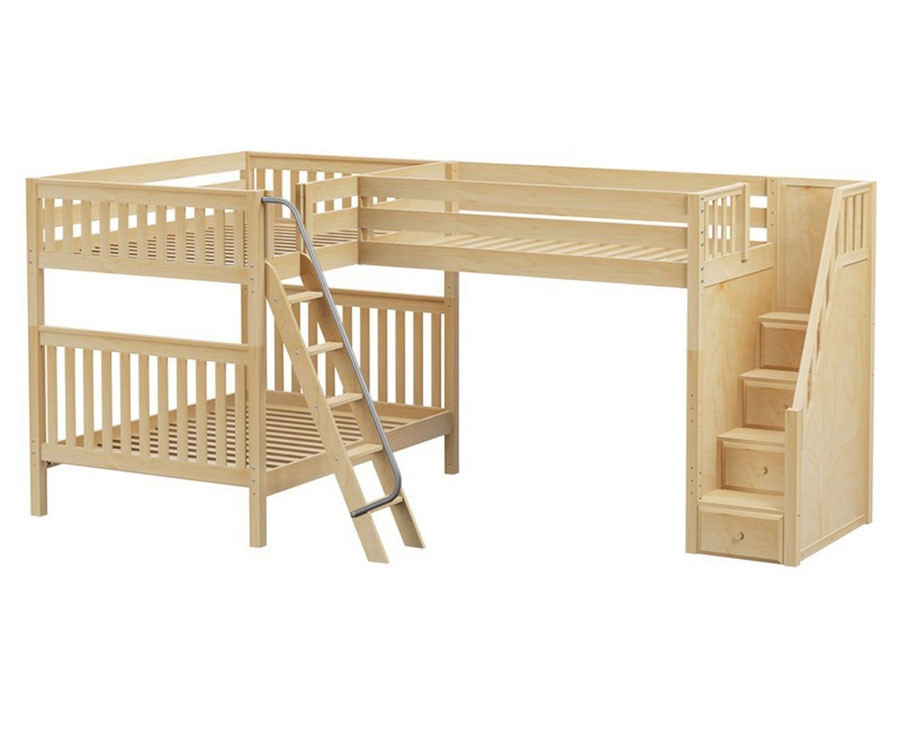 Maxtrix TRIAD Corner High Loft Bunk Bed | Matrix Kids Furniture | Solid Wood Bed Frames