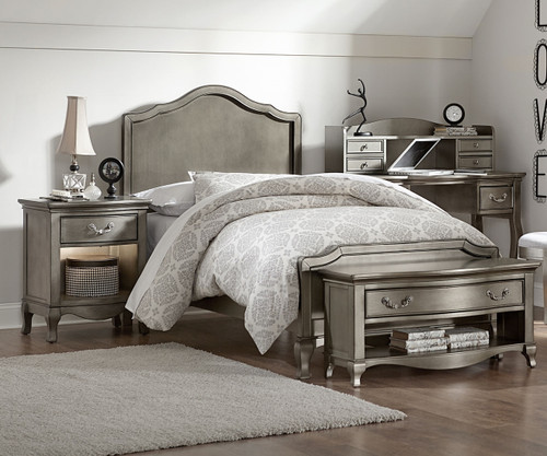 Kensington Silver Finish Charlotte Twin Size Panel Bed 30010 NE Kensington Charlotte Panel Bed Twin Size Antique Silver | NE Kids Furniture | NE30010 - Kensington Silver Finish Charlotte Twin Size Panel Bed 30010 NE
