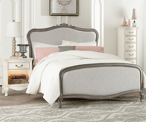 Kensington Silver Finish Katherine Full Size Upholstered Bed 30025 Kensington Katherine Upholstered Bed Full Size Antique Silver | NE Kids Furniture | NE30025 - Kensington Silver Finish Katherine Full Size Upholstered Bed 30025