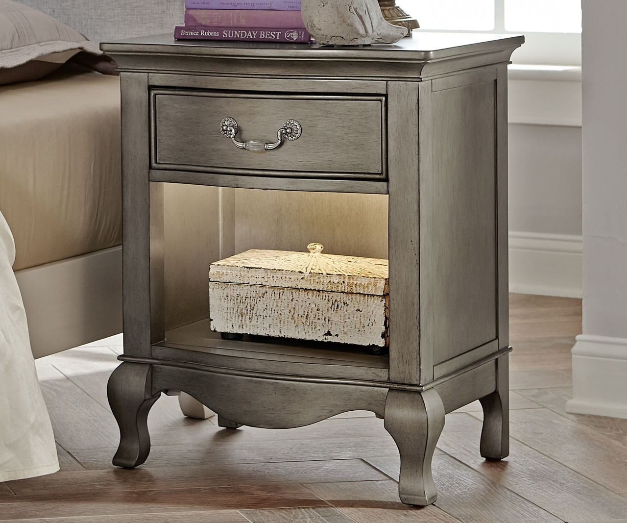 Kensington Silver Finish Nightstand 30530 NE Kids Furniture Kids Kensington Nightstand Antique Silver | NE Kids Furniture | NE30530 - Kensington Silver Finish Nightstand 30530 NE Kids Furniture Kids