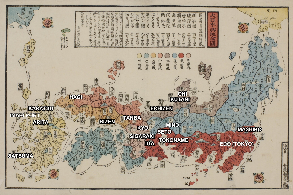 Japan Pottery Map