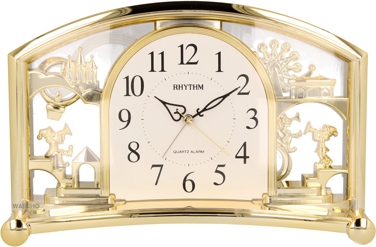Rhythm Alarm Mantel Clock with Rotating Swarovski Crystal Pendulum