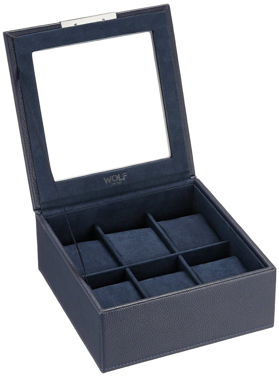 Wolf Stackable Watchbox For Up To 6 Watches In Navy 309617