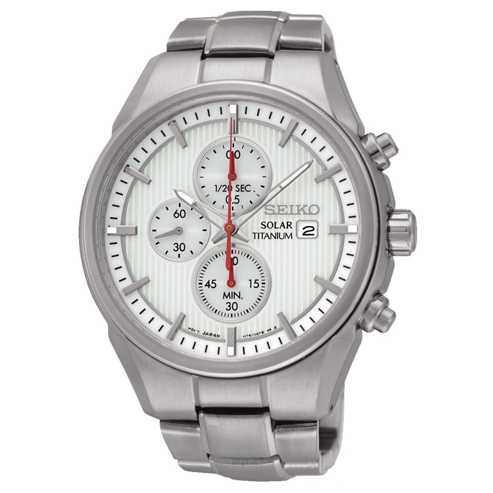 Seiko Mens Chronograph Solar Powered Titanium Watch SSC363P1