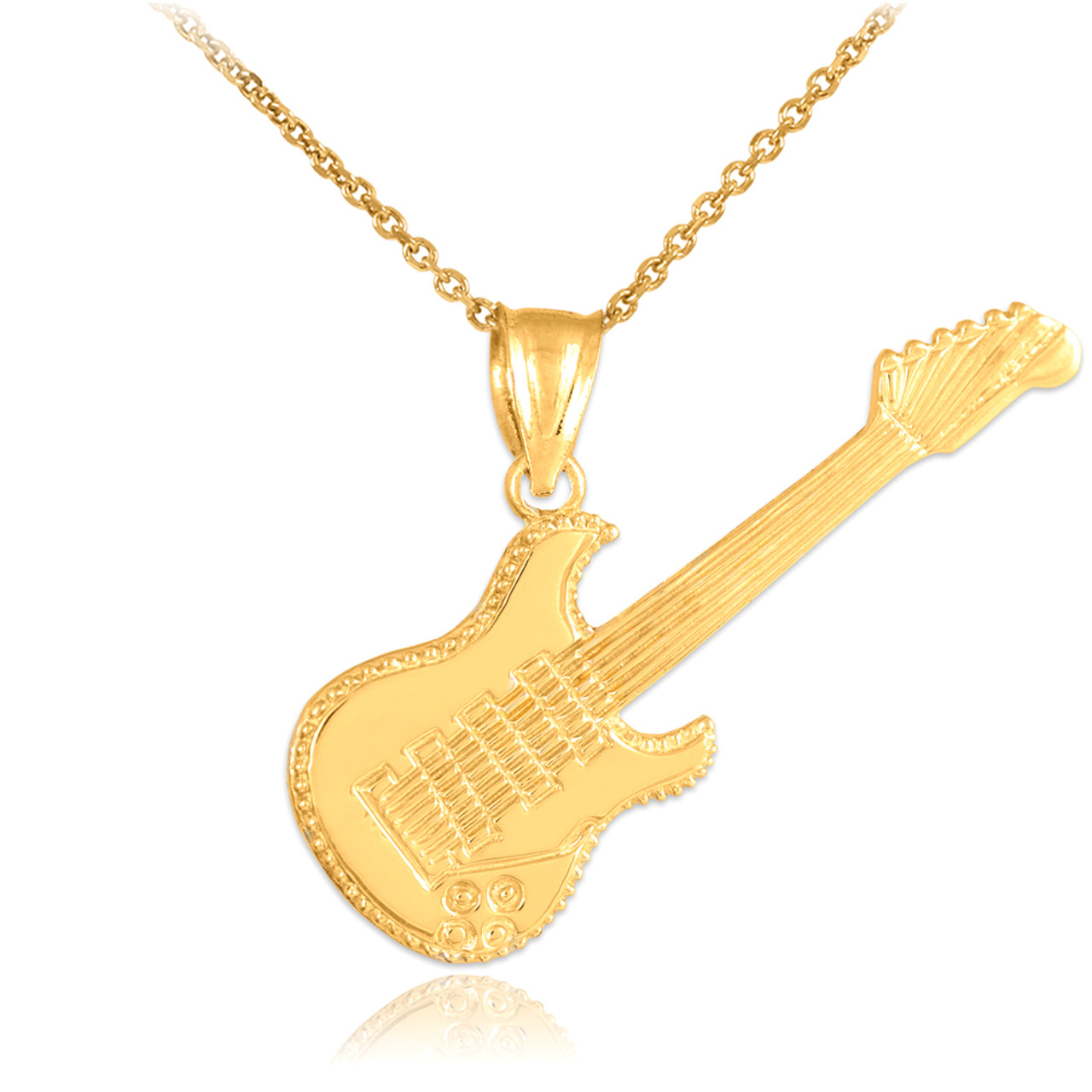 Gold Guitar Charm Pendant