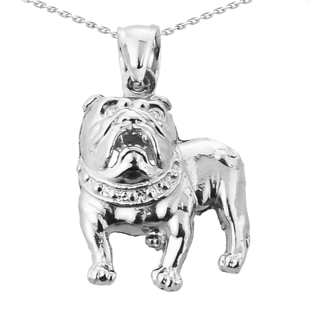 Sterling Silver Bulldog Pendant Necklace