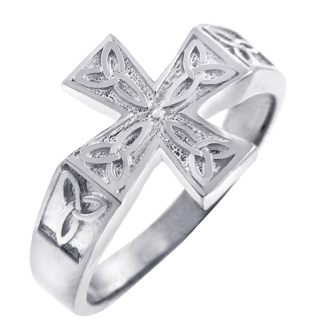 Men's Gold Celtic Cross Trinity Knot Ring Celtic Rings Celtic Cross