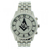Freemasons Watch - Masonic Symbol on Silver Color Steel Band - Full Silver Face Dial - Watch for Free Masons