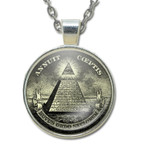 Masonic Glass Necklace Pendant with Masonic Symbol found on U.S. Dollars / Free Mason