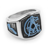 Blue Lodge - Color Enamel Steel Freemason Ring / Mason Ring Cheap - G Masonic Ring Emblem on Pinstripes