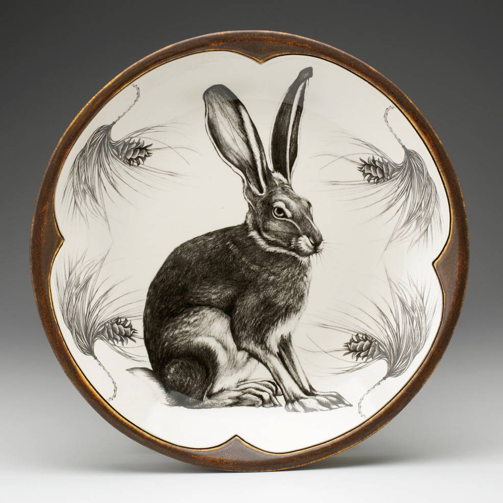 Small Round Platter: Sitting Hare - Laura Zindel Design