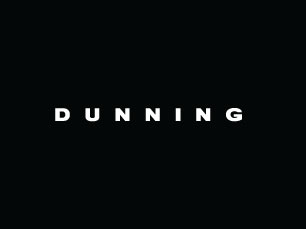 White Dunning logo on black background