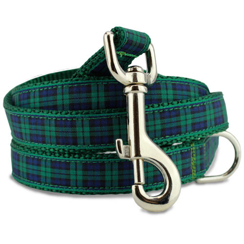 Plaid Dog Leash, Blackwatch Tartan, 4’, 5’, 6’ Long, Dring, Nylon