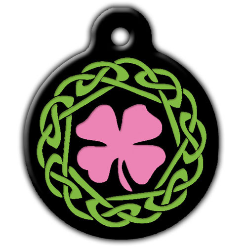 Pink Irish Clover Dog ID Tag