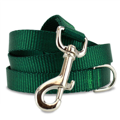 Green Dog Leash, 4', 5' 6' long lengths, D-ring, NYlon