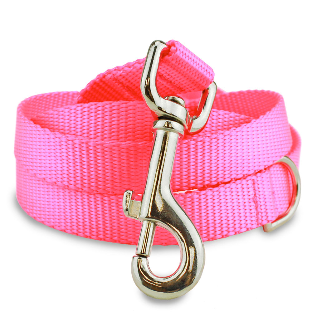 Hot Pink Dog Leash, 4’, 5’, 6’ Long, Dring, Nylon