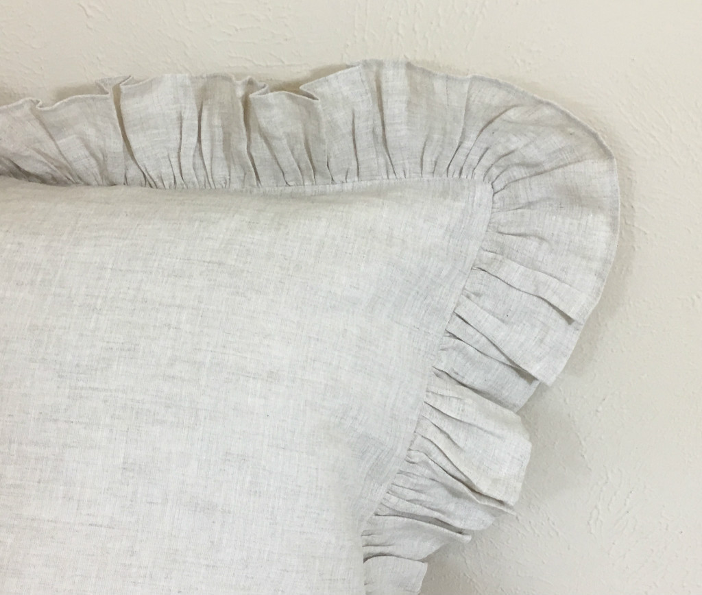 Natural Linen Ruffle Euro Sham Cover | Handcrafted by ...