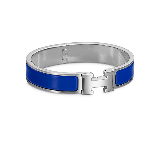COVET: Hermes Enamel Clic H Bracelet in Royal Blue - BOYBEADS