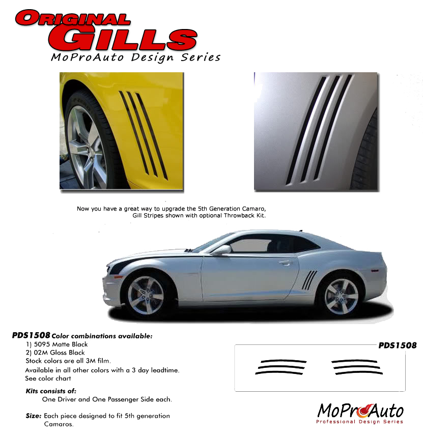 Chevy Camaro GILL STRIPES Vinyl Graphics, Stripes and Decals Set
