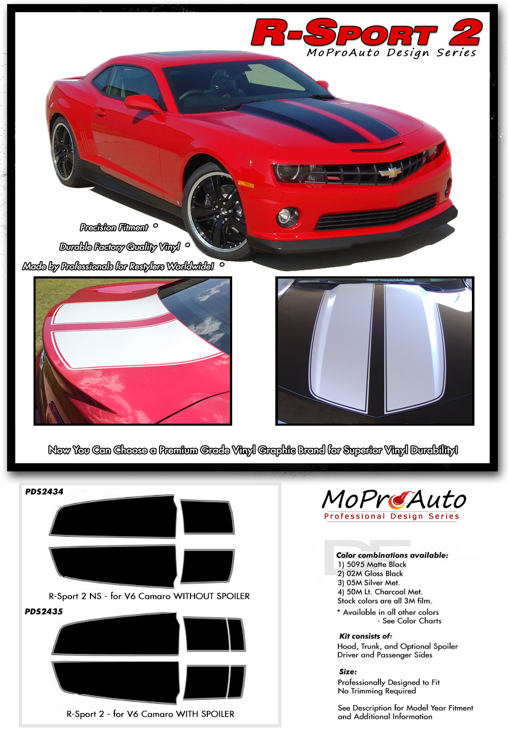 2014-2015 R-SPORT 2 Chevy Camaro Vinyl Graphics Kits, Decals, Stripes by MoProAuto